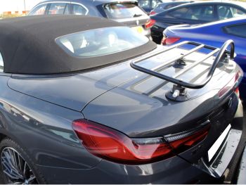grey bmw 850i 8 series convertible with a revo rack luggage rack fitted